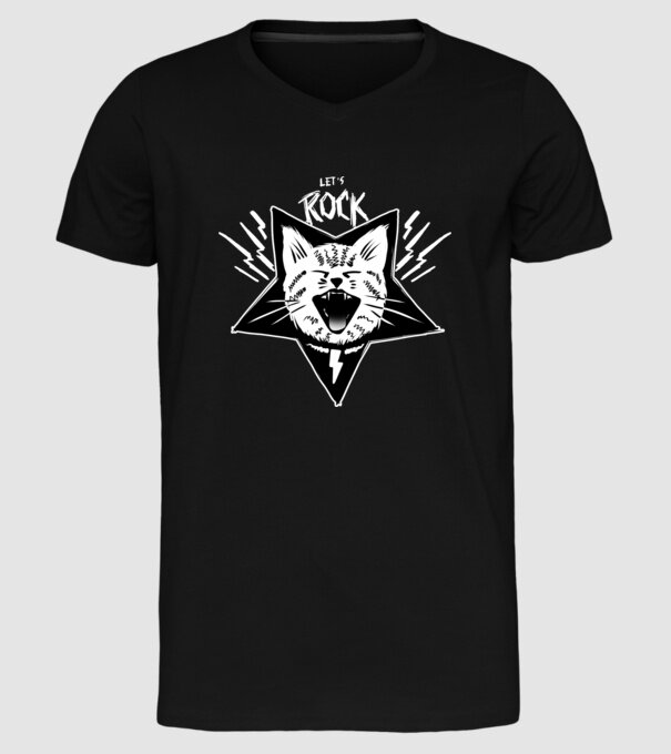 Let's rock model negru pe tricou