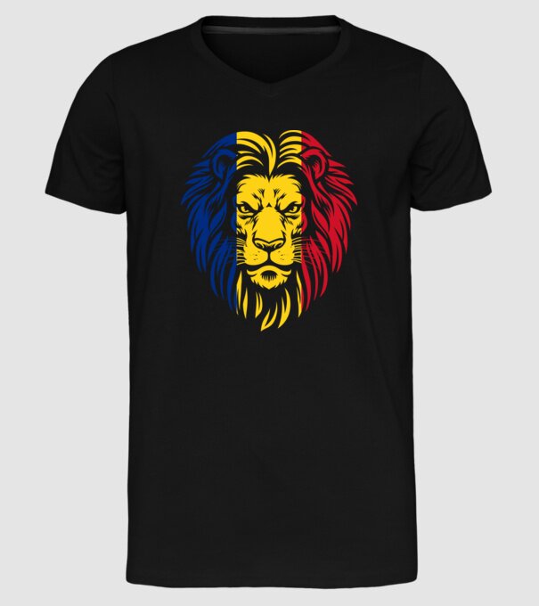 Leul românesc model negru pe tricou