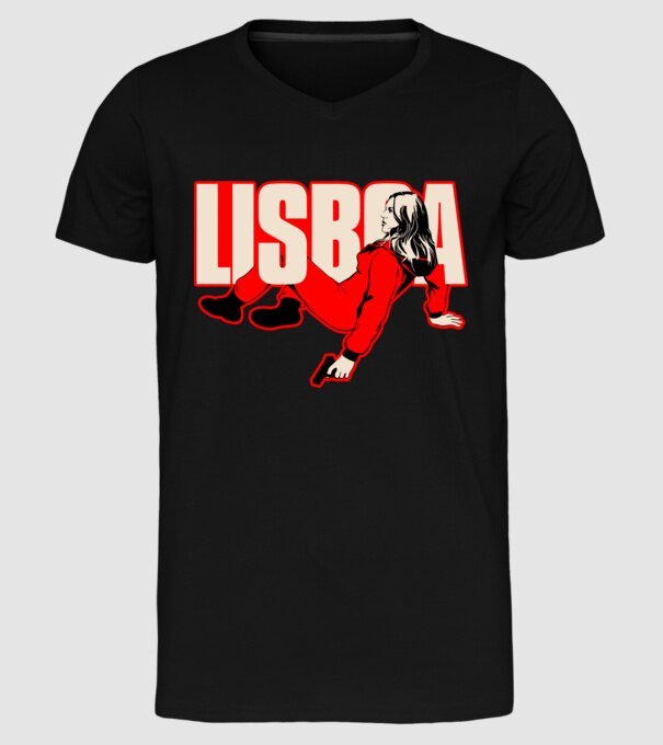 lisboa la casa de papel model negru pe tricou