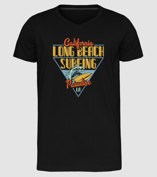 Long Beach model negru pe tricou