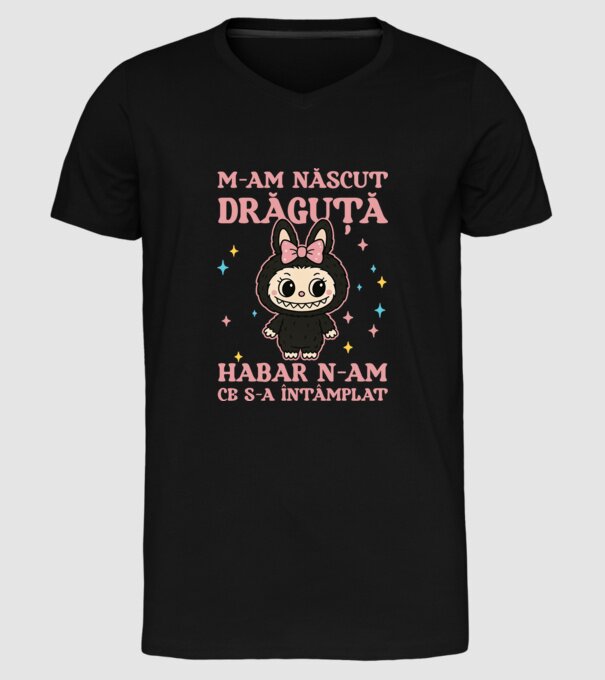 M-am născut drăguță model negru pe tricou