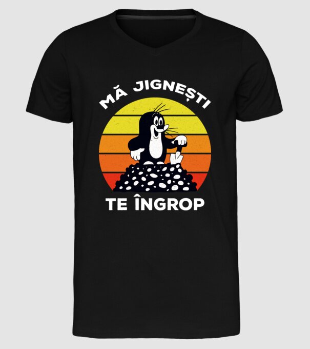 mă jignești, te îngrop model negru pe tricou