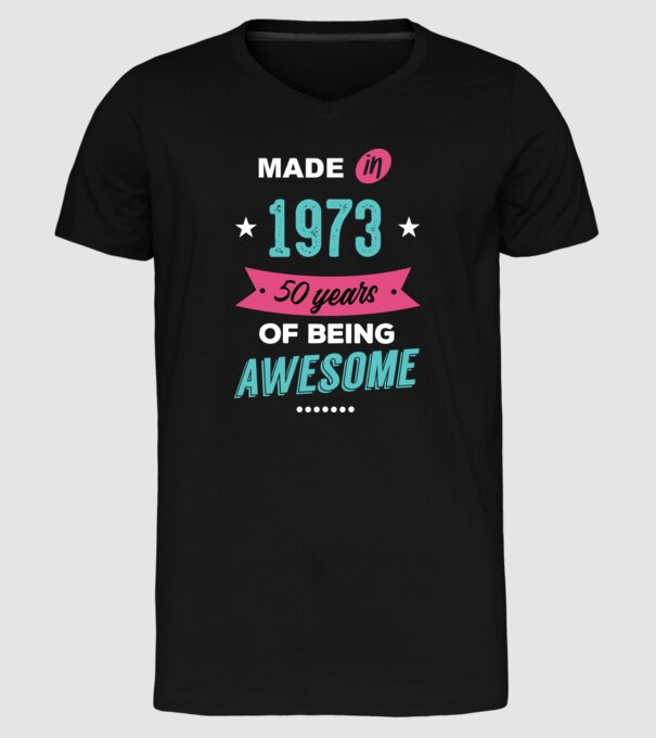 MADE IN 1973 model negru pe tricou