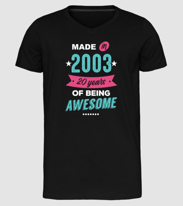 Made in 2003 model negru pe tricou