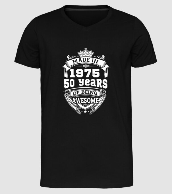 Made in awesome 1975 model negru pe tricou