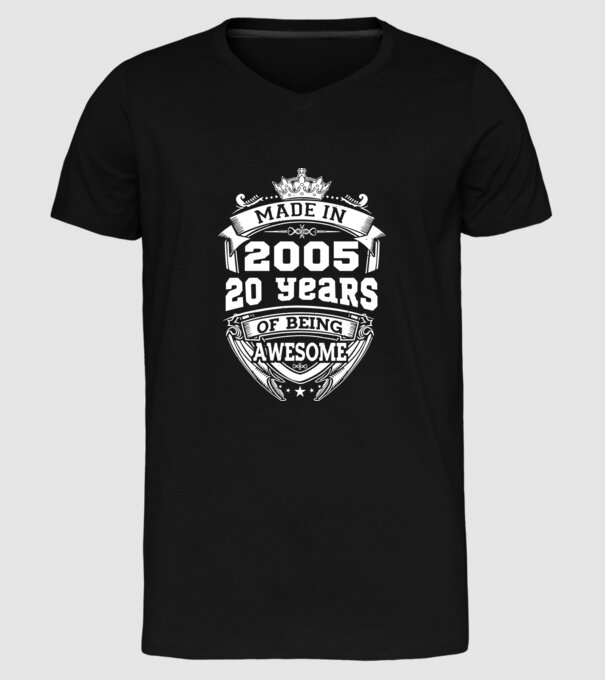 Made in awesome 2005 model negru pe tricou