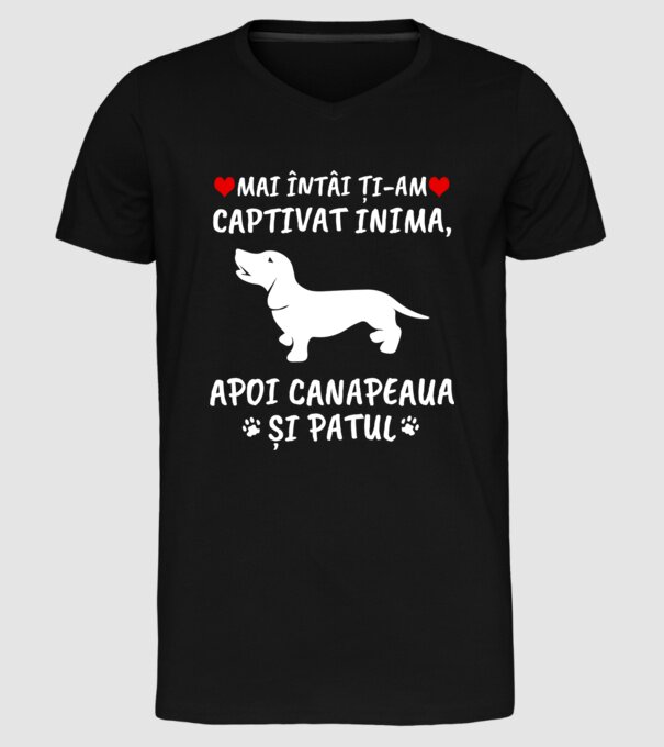 Mai întâi ți-am captivat inima, apoi canapeaua și patul model negru pe tricou