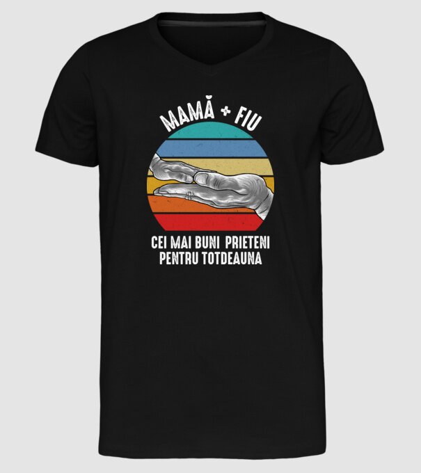 Mamă + fiu - Cei mai buni prieteni pentru totdeauna model negru pe tricou