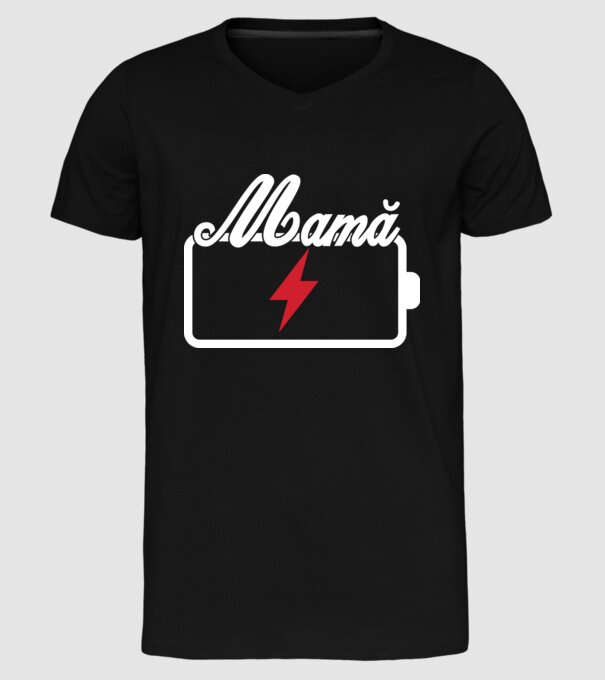 Mamă la încărcat model negru pe tricou