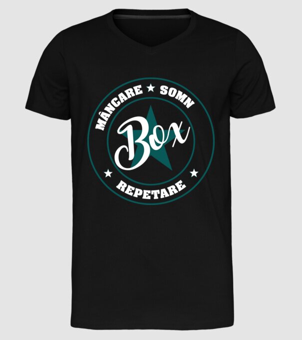 mâncare somn box reluare model negru pe tricou
