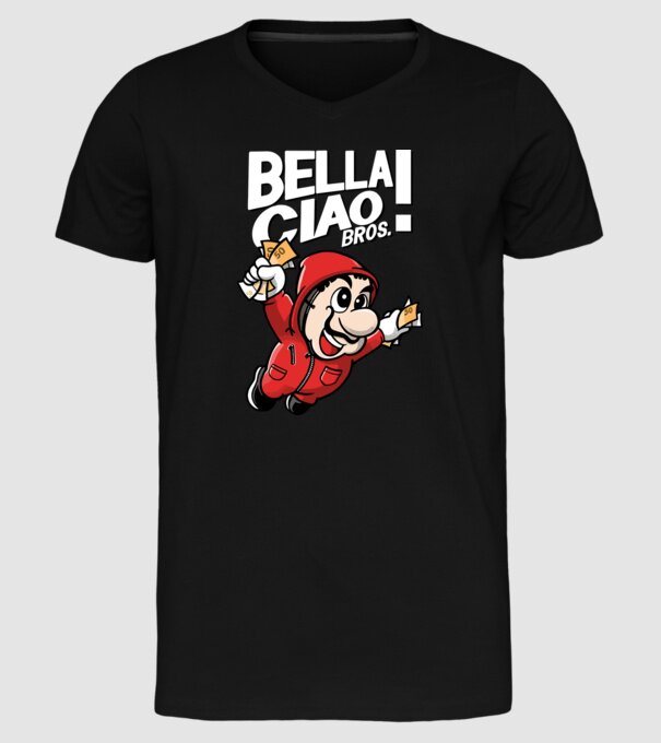 mario la casa de papel model negru pe tricou