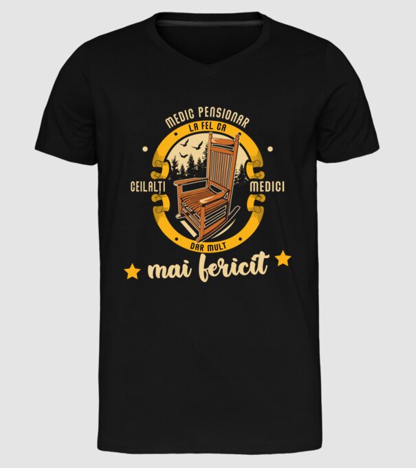 MEDIC pensionar - la fel ca ceilalți medici, dar mult mai fericit model negru pe tricou