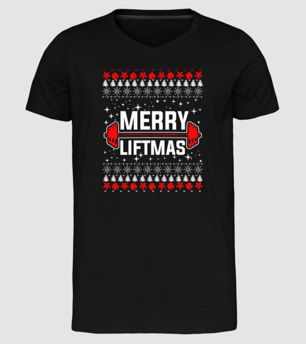 Merry liftmas 1 model negru pe tricou