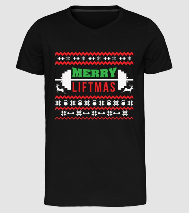 Merry liftmas 2 model negru pe tricou