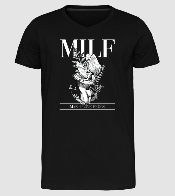MILF man i love frogs model negru pe tricou