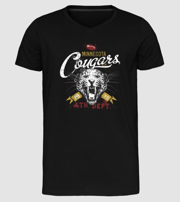 Minesota Cougars  TEXTURED model negru pe tricou