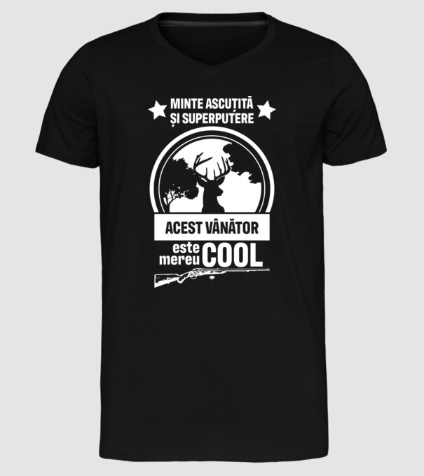 minte ascuțită și superputere acest vânător este mereu cool model negru pe tricou