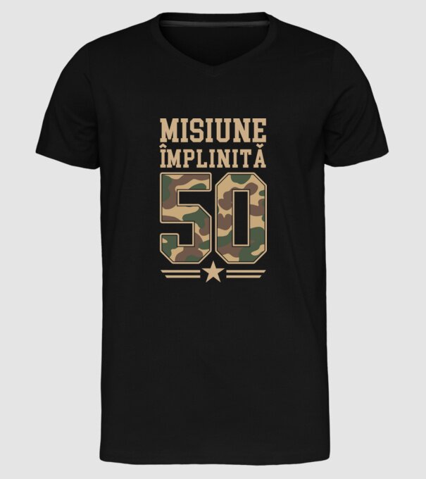 Misiune împlinită 50 model negru pe tricou