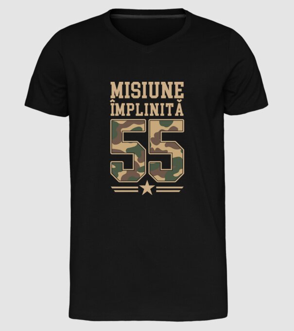Misiune împlinită 55 model negru pe tricou