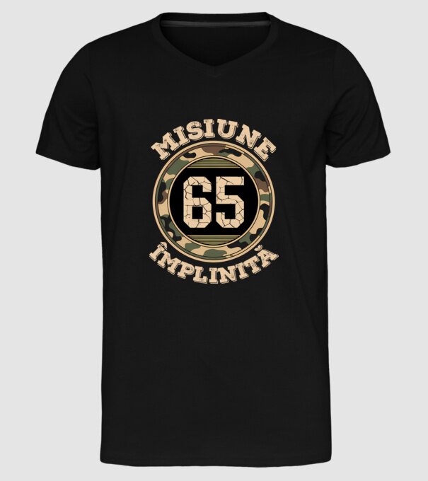 Misiune împlinită 65 model negru pe tricou