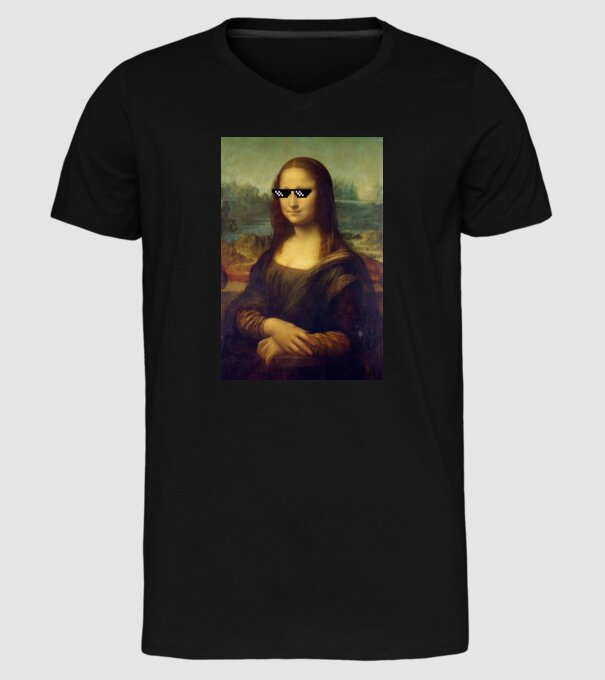 Mona Lisa Deal with it model negru pe tricou