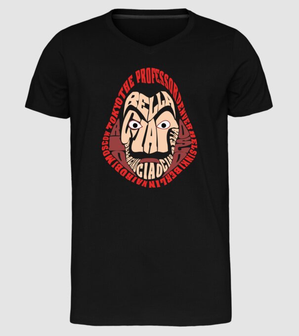 money heist logo names model negru pe tricou