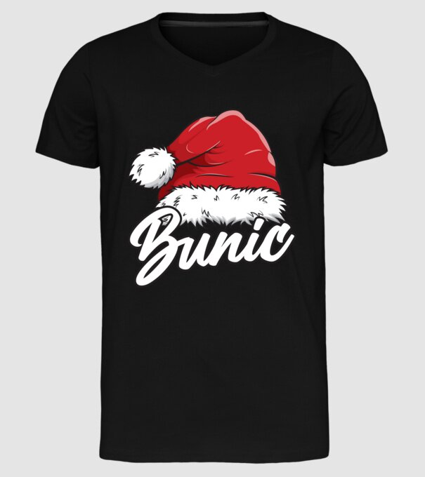 bunic Santa Hat model negru pe tricou