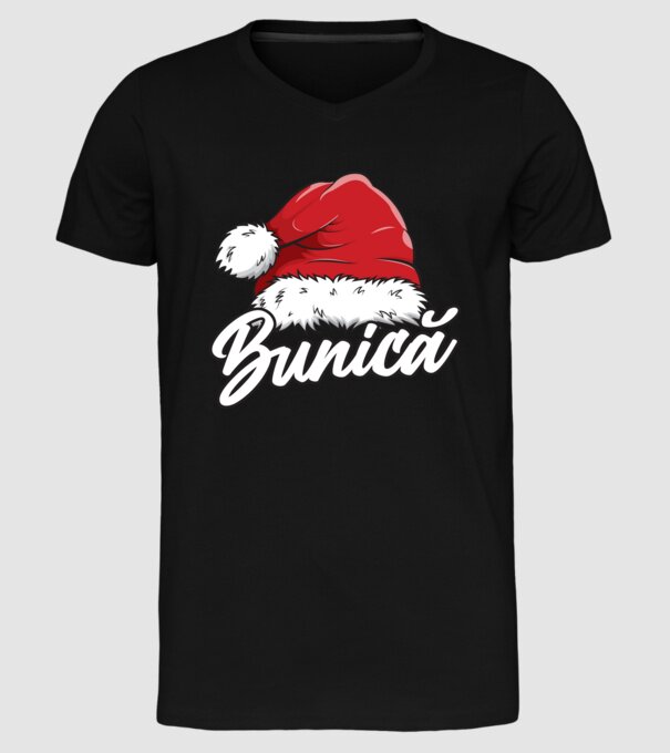 bunică Santa Hat model negru pe tricou