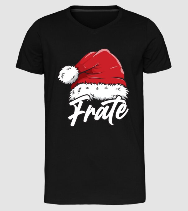 frate Santa Hat model negru pe tricou