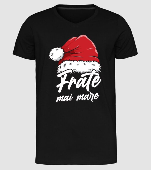 frate mai mare Santa Hat model negru pe tricou