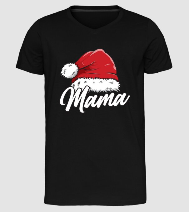 mama Santa Hat model negru pe tricou