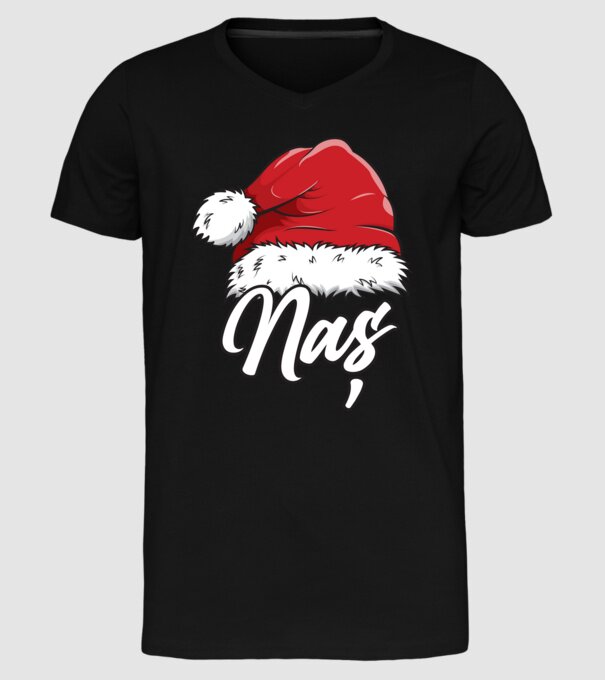 naș Santa Hat model negru pe tricou