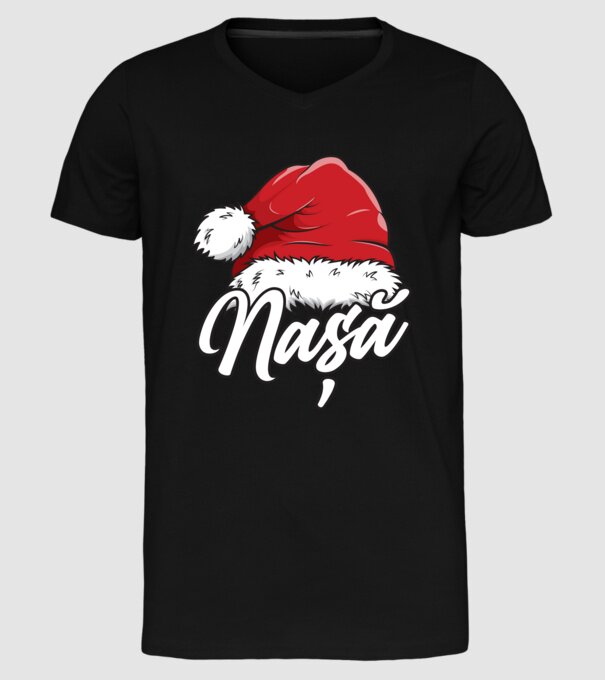 nașă Santa Hat model negru pe tricou