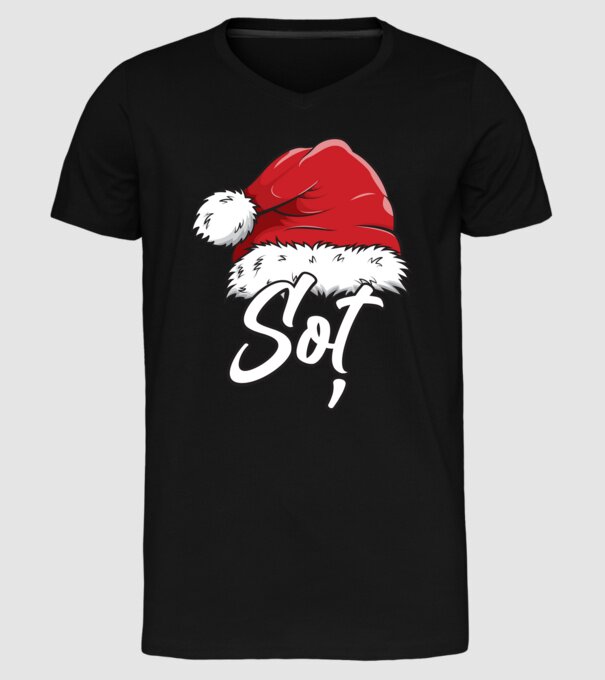 soț Santa Hat model negru pe tricou