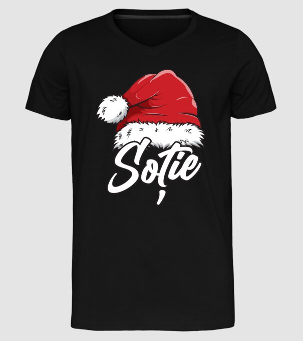 soție Santa Hat model negru pe tricou