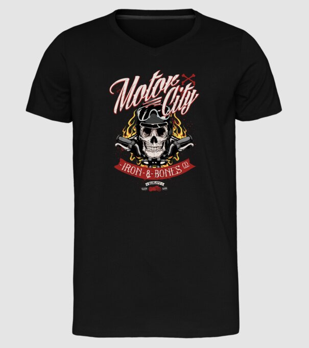 Motor City model negru pe tricou