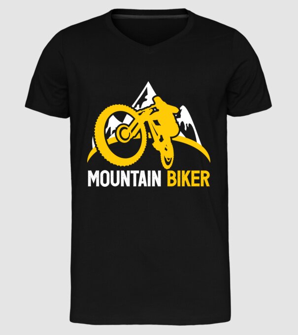 mountain biker model negru pe tricou