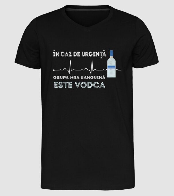 În caz de urgență, grupa mea sanguină este vodca model negru pe tricou
