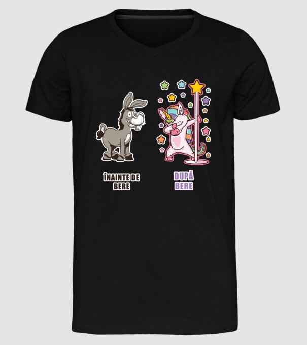 Înainte de bere - După bere model negru pe tricou