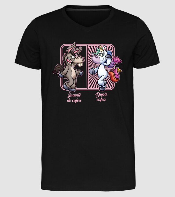 Înainte de cafea model negru pe tricou