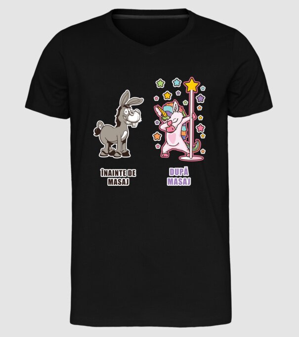 Înainte de masaj - După masaj model negru pe tricou