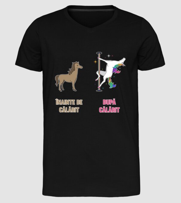 Înainte de călărit - după călărit model negru pe tricou