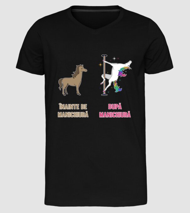 Înainte de manichiură - după manichiură model negru pe tricou