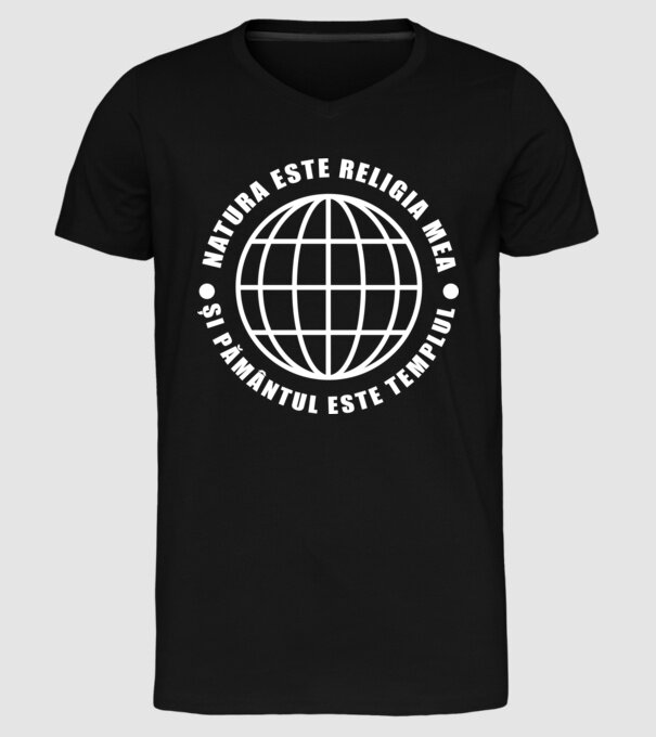 Natura este religia mea model negru pe tricou