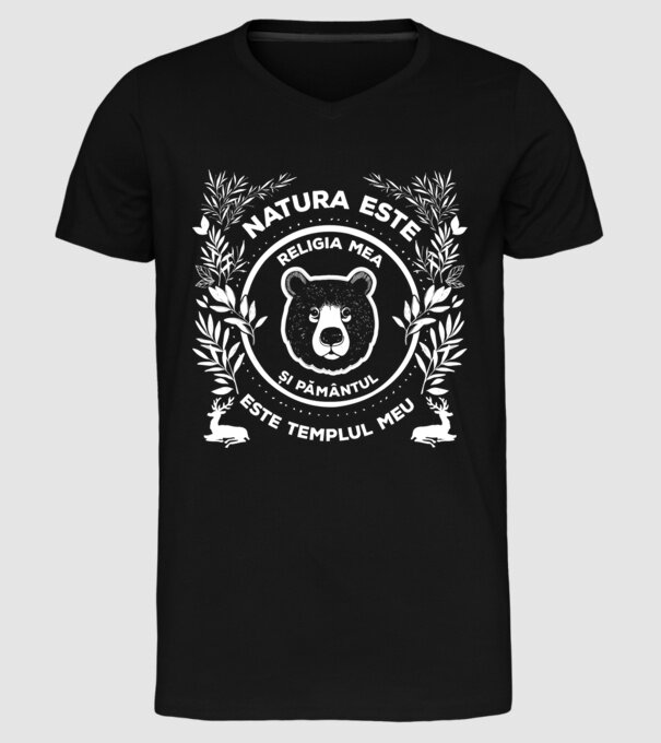 Natura este religia mea și pământul este templul meu model negru pe tricou