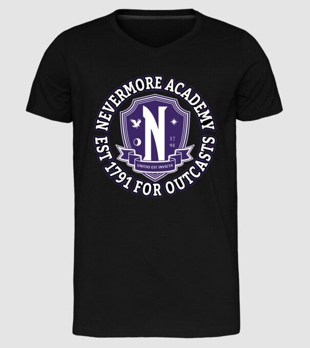 Nevermore academy model negru pe tricou