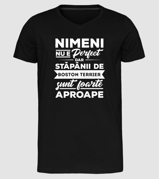 nimeni nu e perfect, dar stăpânii de boston terrier sunt foarte aproape model negru pe tricou