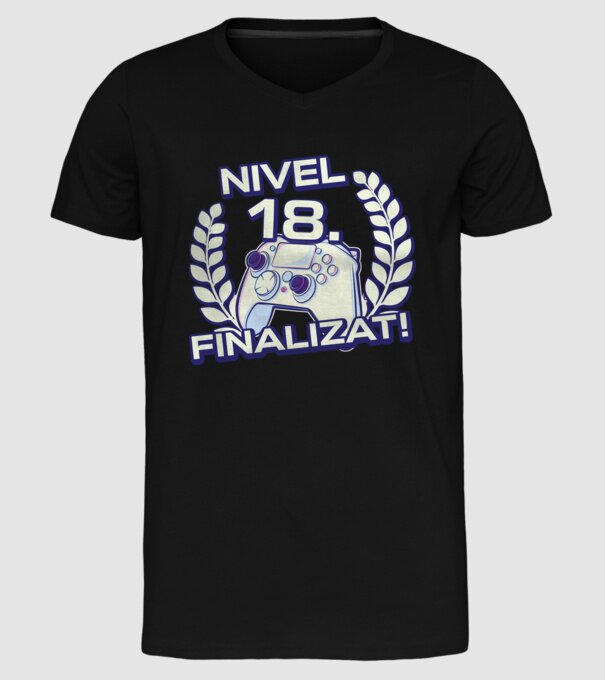 Nivel 18 finalizat! model negru pe tricou