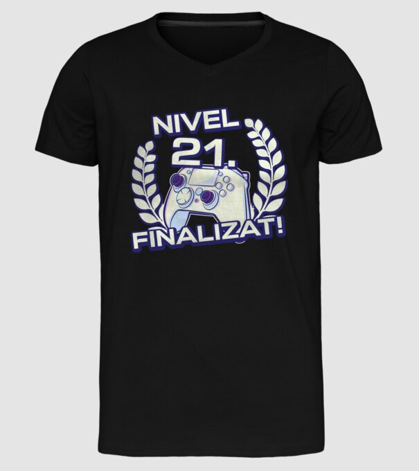 Nivel 21 finalizat! model negru pe tricou