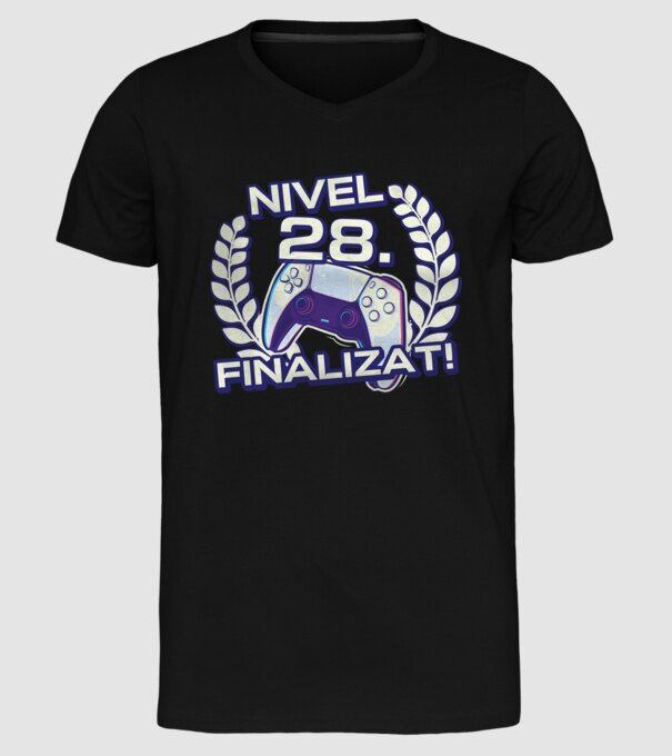 Nivel 28 finalizat! model negru pe tricou
